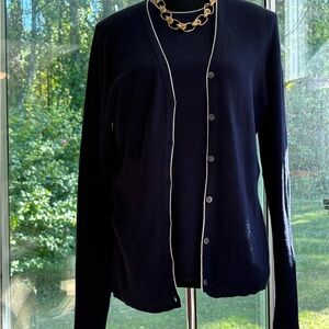 Uniqlo Navy Cardigan with White Trim